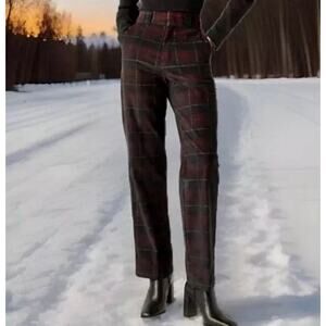Dickies Alma Corduroy Pants Womens 28 Dark Plaid Hi Rise Straight MRSP $99.99